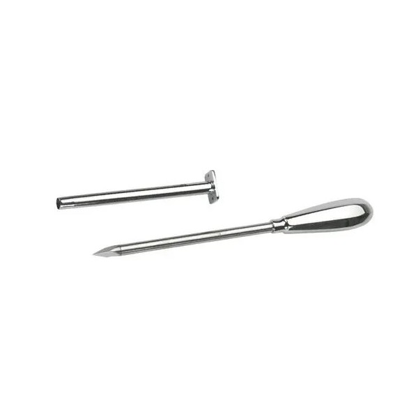 9 cm Krom Kaplamalı Metal Kulplu Trokar